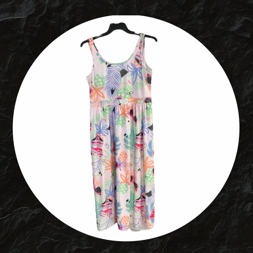 Loveu.Dear Tropical Summer Print Stretchy Sleeveless Tank Maxi Dress Wm Medium